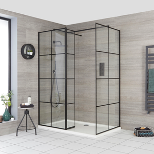 Milano Barq - Corner Walk-In Shower Enclosure with Hinged Return Panel and Tray 1100mm x 800mm