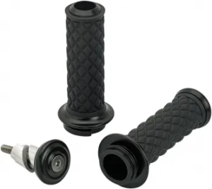 Biltwell Alumicore Grips in Black Finish For 2008-2024 Harley Davidson E-Throttle Models & 2025 Road King Special/Trike (6605-201-01)