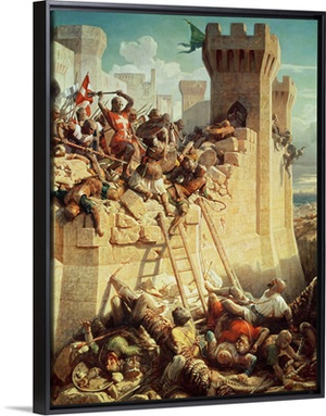 Guillaume de Clermont defending Ptolemais (Acre) in 1291, 1845