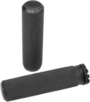 Arlen Ness Knurled Fusion Grips In Black For 1974-2022 Harley Davidson Single And Dual Throttle Cable Models (07-325)