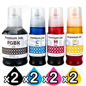 8-Pack Compatible Canon GI61 Ink Bottle [2BK,2C,2M,2Y]