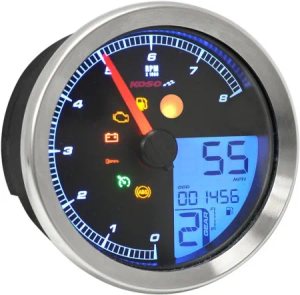 Koso North America Chrome Bezel HD-04 Multimeter For 04-11 Dyna Glide & 04-13 XL Models (BA051200)