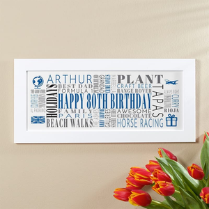 80th Birthday Present Personalised Wall Art Picture