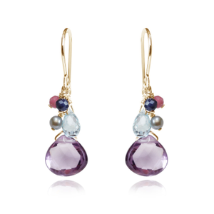 Amethyst Cluster Drop Earrings
