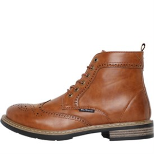 Ben Sherman Mens Templeton Brogue Boots Caramel Tan