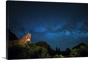The Milky Way above the Chapel of the Holy Cross in Sedona, Arizona