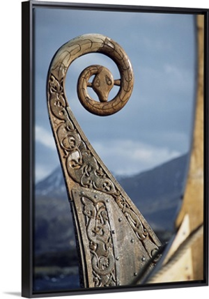 Detail of the replica of a 9th century AD Viking ship, Oseberg, Norway, Scandinavia