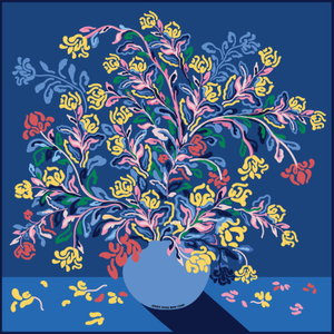 Silk Scarf Of Night Flowers