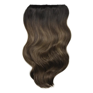 Double Wefted Full Head Clip Hair Extensions - Espresso Melt Balayage