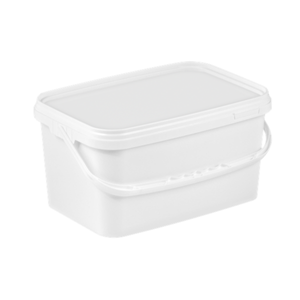5 Litre White Tamper Evident Rectangular Bucket With Plastic Handle & Lid