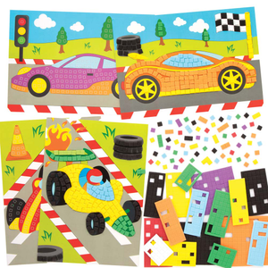 Kits d'illustrations voiture de course en mosaïque