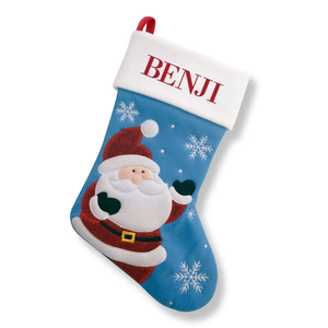 Happy Santa Blue Santa Stocking
