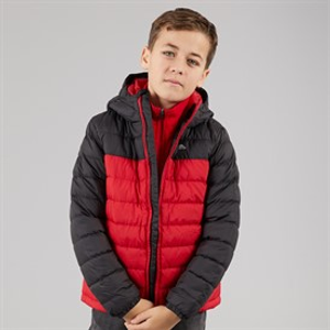Trespass Junior Boys Oskar Padded Hooded Jacket Red/Dark Grey