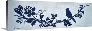 Blue Floral and Bird I