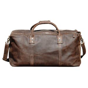 Genuine Leather Holdall Luggage Bag - Vintage Dark Brown