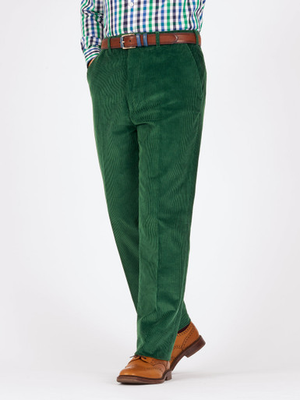 Emerald Flat Front Corduroy Trousers