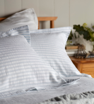 Powder Blue Alice Stripe 100% Cotton Oxford Pillowcase