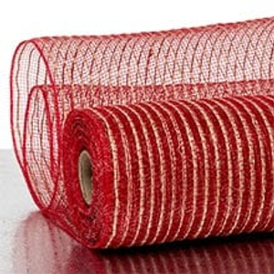 Burlap 10" Deco Mesh - Yd - Red/Natural - Roll 1 - 10" X 10 - Polyethylene - Wraps by Paper Mart