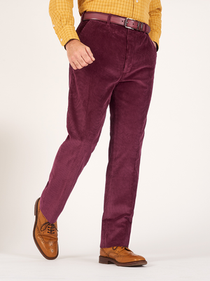 Burgundy Flat Front Corduroy Pants