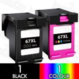 Compatible HP 67XL 3YM57AA + 3YM58AA High Yield 2-Pack [1BK+1CL] Inkjet Cartridges Combo