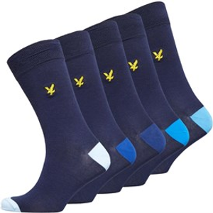 Lyle And Scott Vintage Mens Graham Five Pack Socks Peacoat