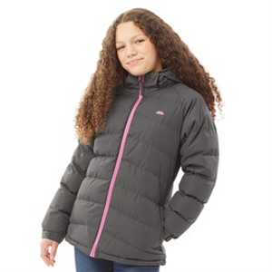 Trespass Girls Amira Waterproof Padded Hooded Jacket Dark Grey