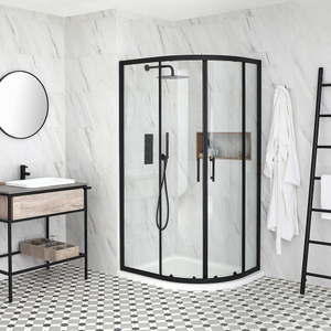 Milano Nero - Black Right Hand Quadrant Shower Enclosure with Tray - 900mm x 800mm