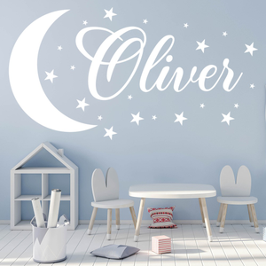 Personalised name Moon &amp; Stars Nursery Wall Sticker