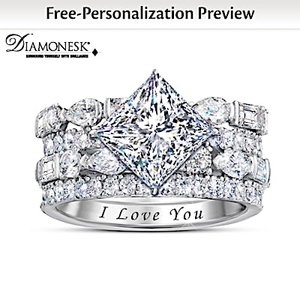 Diamonesk Facets Of Love 4-Rings-In-One Personalized Ring