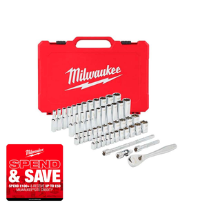 Milwaukee 4932464944 Metric & Imperial 1/4" Drive Ratcheting Socket Set (50 Pieces)