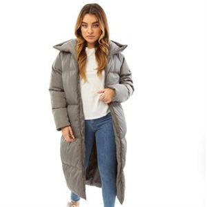 L'amore Couture Womens Fields Maxi Length Puffer Coat Dark Grey
