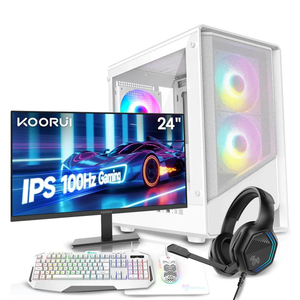 X= Level 3 White AMD Ryzen 5600G Six Core Radeon Graphics All in One Esports 24" LED Monitor - Next Day Gaming PC Package