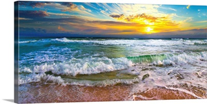 Panoramic Beach Sunset Orange Sunset Beach