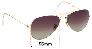 Sunglass Fix Replacement Lenses for Ray-Ban RB3479 Folding Aviator - 55mm Wide