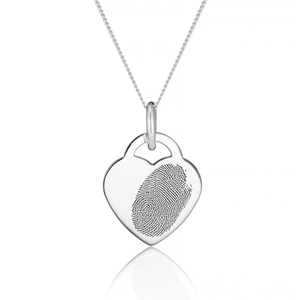 Sterling Silver HeartFingerprint Necklace
