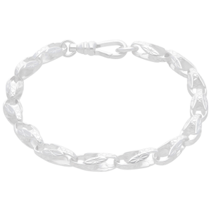 New Sterling Silver 8 Inch Patterned Tulip Link 8" Bracelet