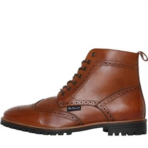 Ben Sherman Mens Duke Leather Brogue Boots Tan