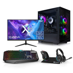 AWD-IT Ryzen 4300G Quad Core with AMD VEGA Graphics Desktop PC Monitor Package for Gaming