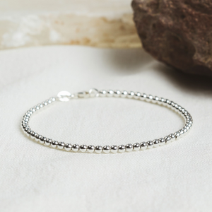 New Sterling Silver 3mm Bead Link Ladies Bracelet