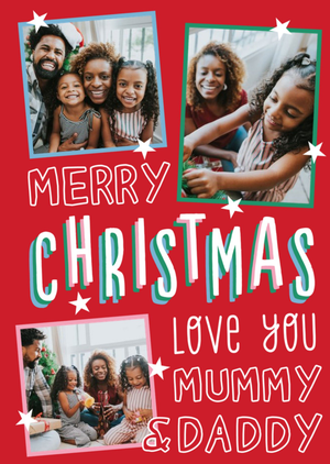 Big Bold Type Typographic Photo Upload Mummy & Daddy Christmas Card