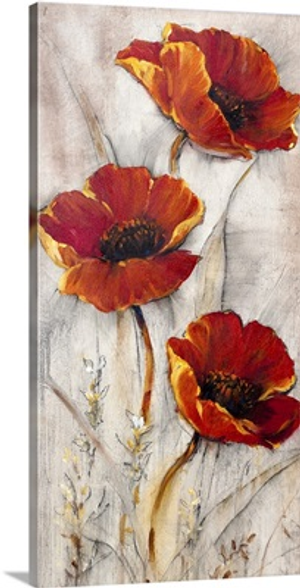 Red Poppies on Taupe II