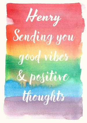 Rainbow Paintbrush Strokes Good Vibes Personalised Greetings Card