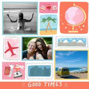 Moonpig Birthday Card - Photo Upload Card - Good Times - Adventures - Illustration