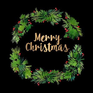 Moonpig Painted Gold Merry Christmas Wreath Chrismtas Card