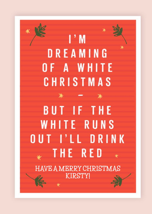 Funny White Wine Drinking Christmas Card