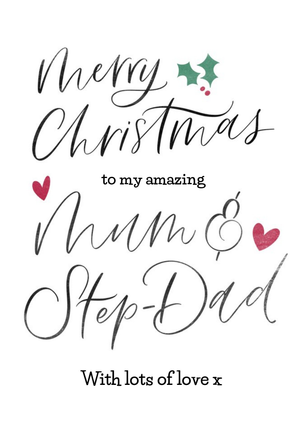 Modern Typographic Mum And Stepdad Christmas Card