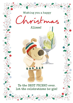 Boofle Best Friend Gin Christmas Card