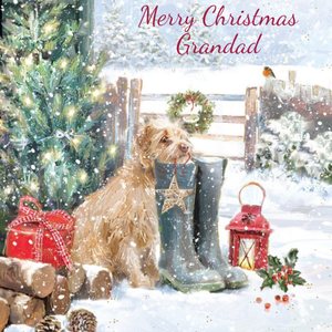 Ling Design To Grandad Dog And Wellies Square Christmas Card
