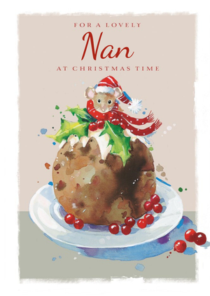 Traditional Lovely Nan Christmas Pudding Christmas Card