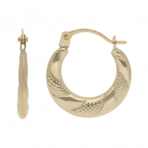 New 9ct Yellow Gold Baby Patterned Round Creoles